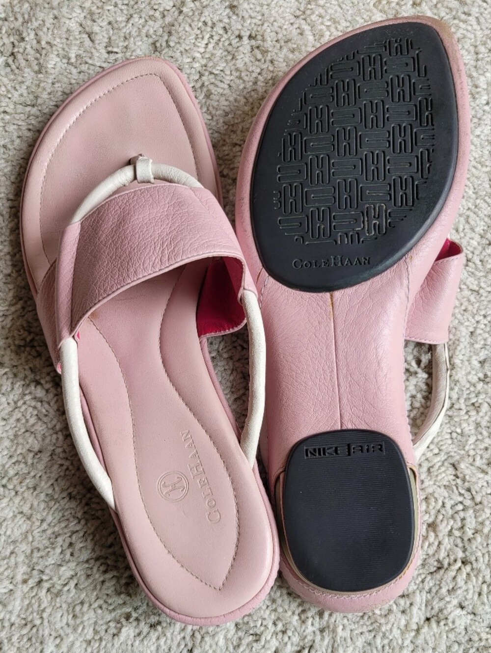 Cole Haan Vintage "All Leather" Light Pink Sandals, White Straps, Nice Shape 9B - Picture 4 of 6